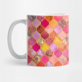 Hot Pink, Gold, Tangerine & Taupe Decorative Moroccan Tile Pattern Mug